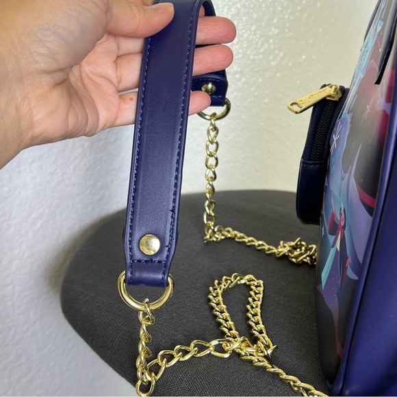 Loungefly Cinderella Castle Chain Strap Crossbody Bag Blue-Purple - Picture 7 of 13
